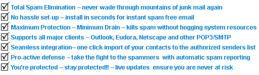 Comodo Antispam 2005 Features